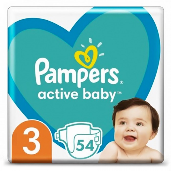 Підгузки дитячі Pampers Active Baby, розмір 3 (6–10 кг), 54 шт - 